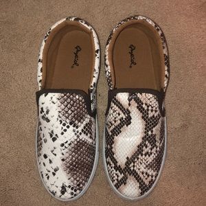 Snakeskin slip-on sneakers!!